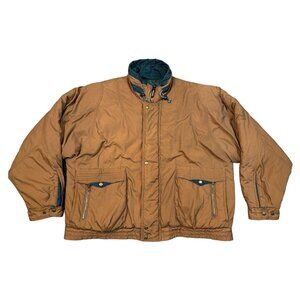 Vintage McGregor Mens 2X Brown Quilted Jacket Utility Field Coat Lined Snap Zip